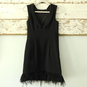 Ann Taylor Feathered Hem Sheath Cocktail Dress Black Sz 0, Scoop Back Sleeveless